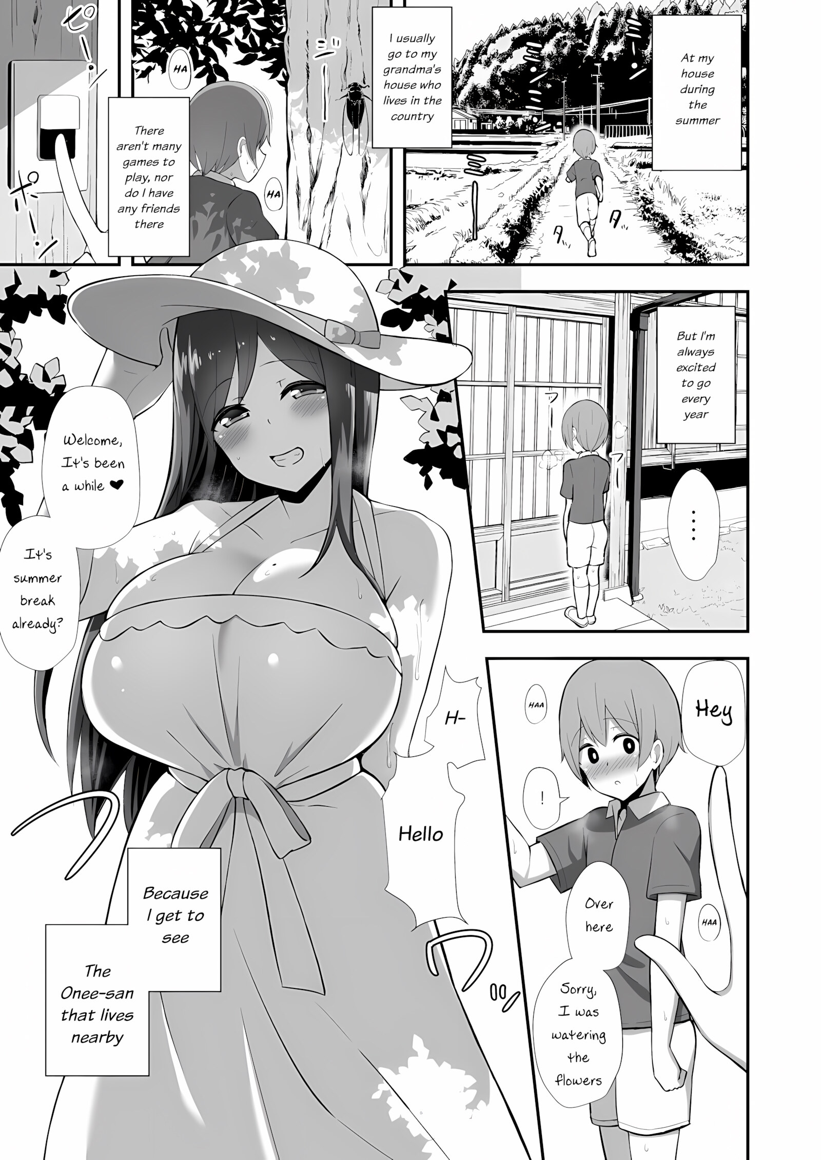 Shiro OnePi Onee-san to Babubabu Inaka Ecchi [Hanabi], Shiro OnePi Onee-san to Babubabu Inaka Ecchi, page 2 of 35