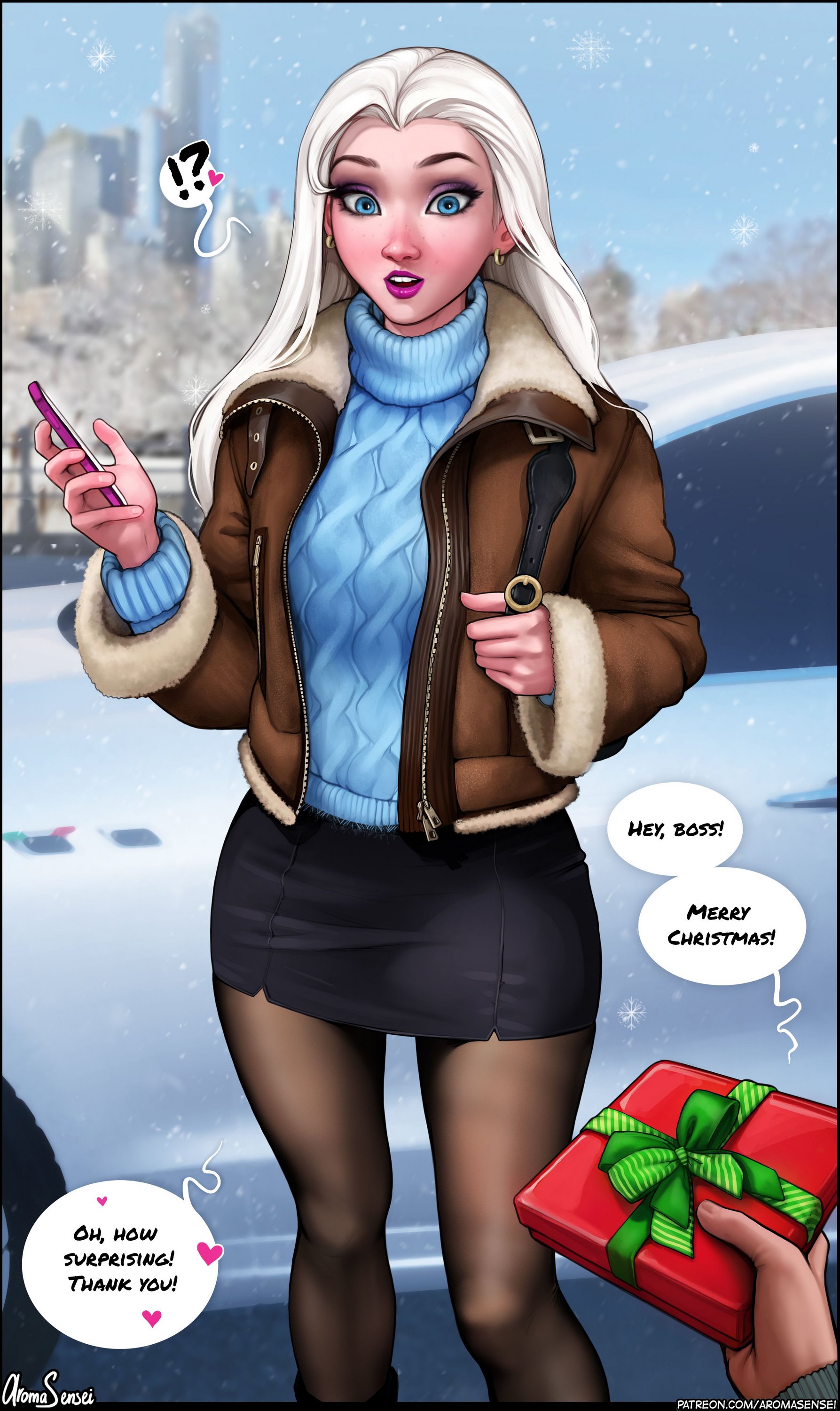 X-Mas Present For Elsa [Aroma Sensei], X-Mas Present For Elsa - Futanari, page 1 of 13