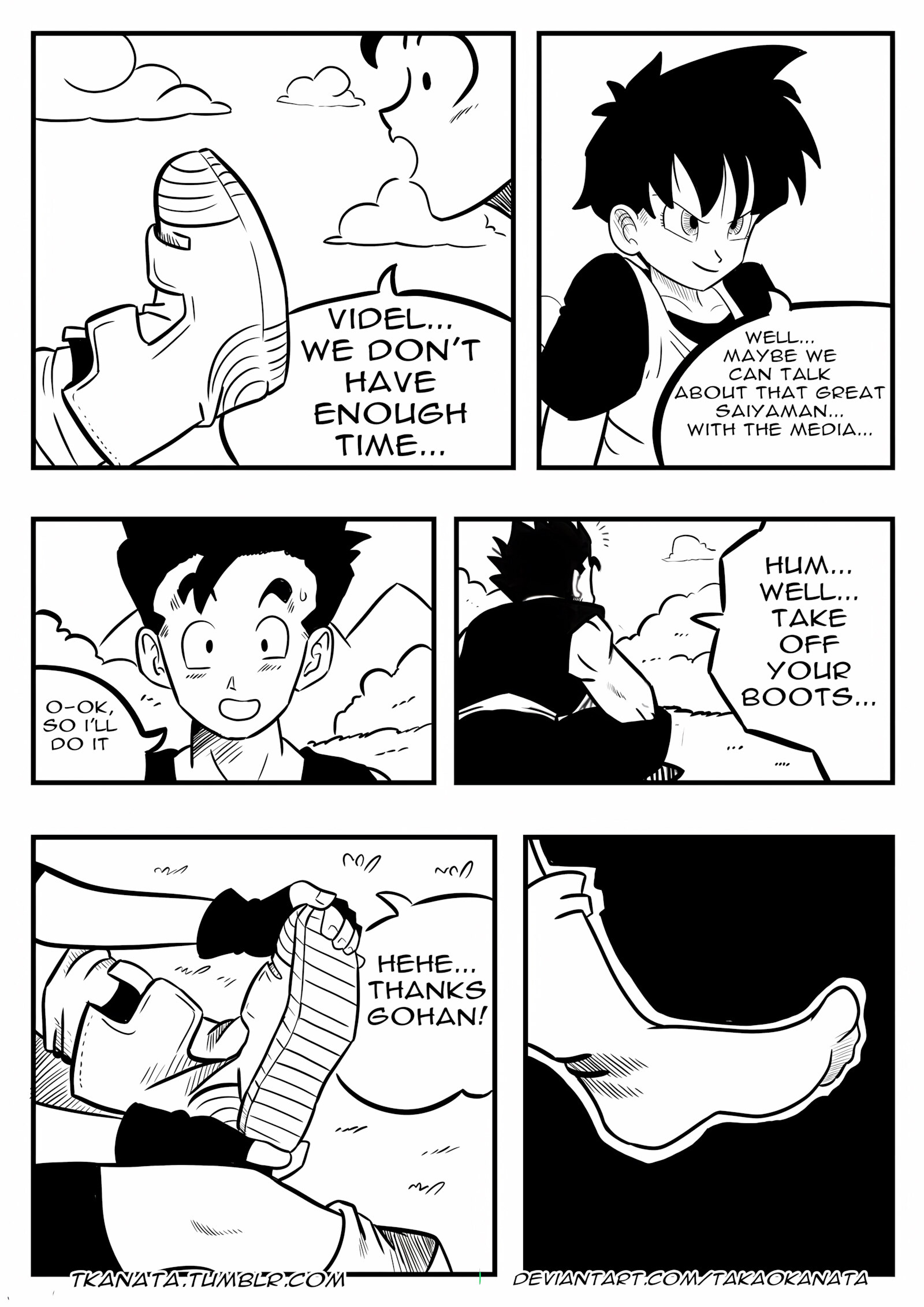 Gohan & Videl in: “Boots, Socks or Feet?” [Takao Kanata], Gohan & Videl in: "Boots, Socks or Feet?", page 4 of 18