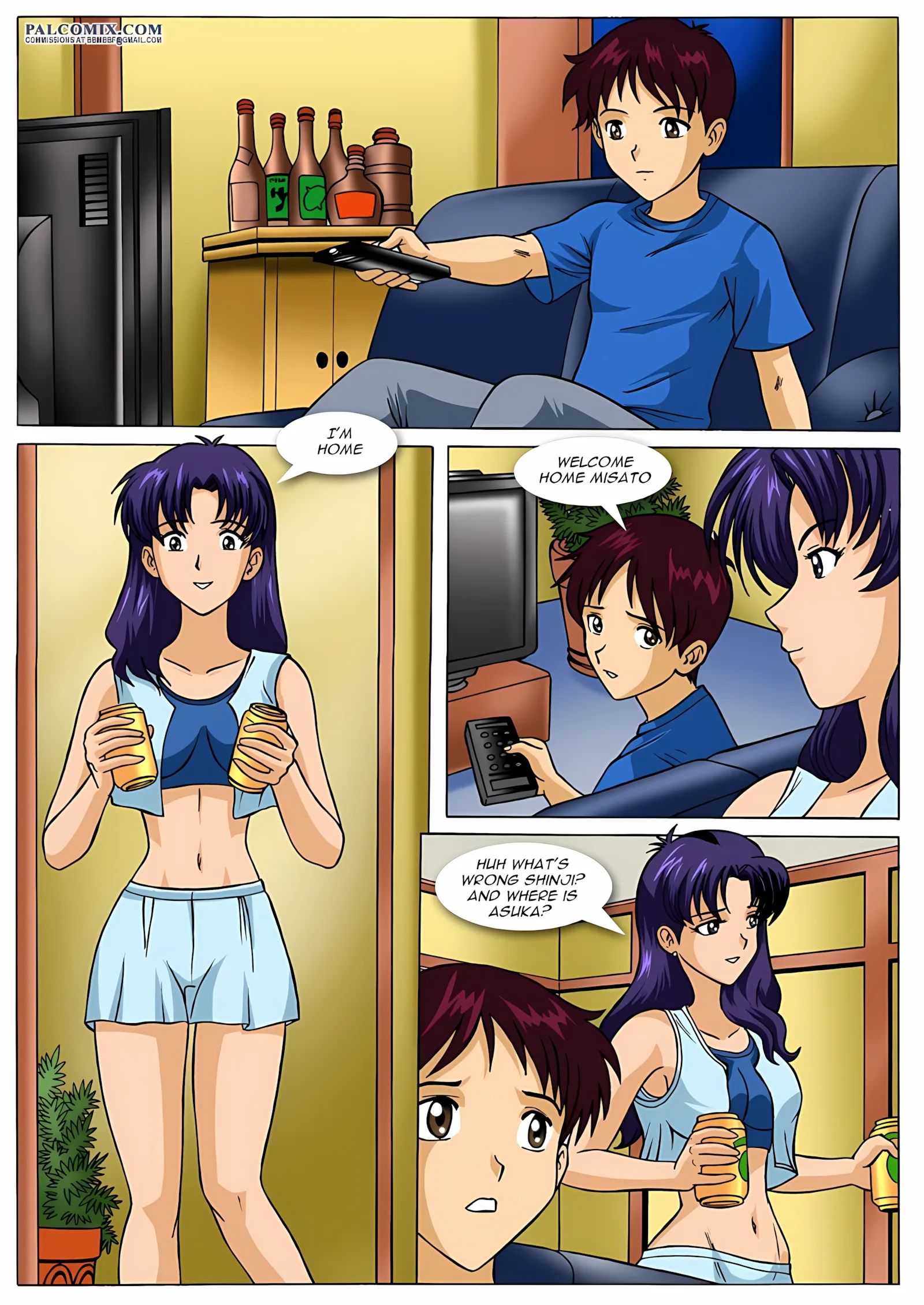Misato’s New Girlfriend (Neon Genesis Evangelion) [Palcomix], 1 . Misato's New Girlfriend - (Neon Genesis Evangelion) [Palcomix], page 2 of 15